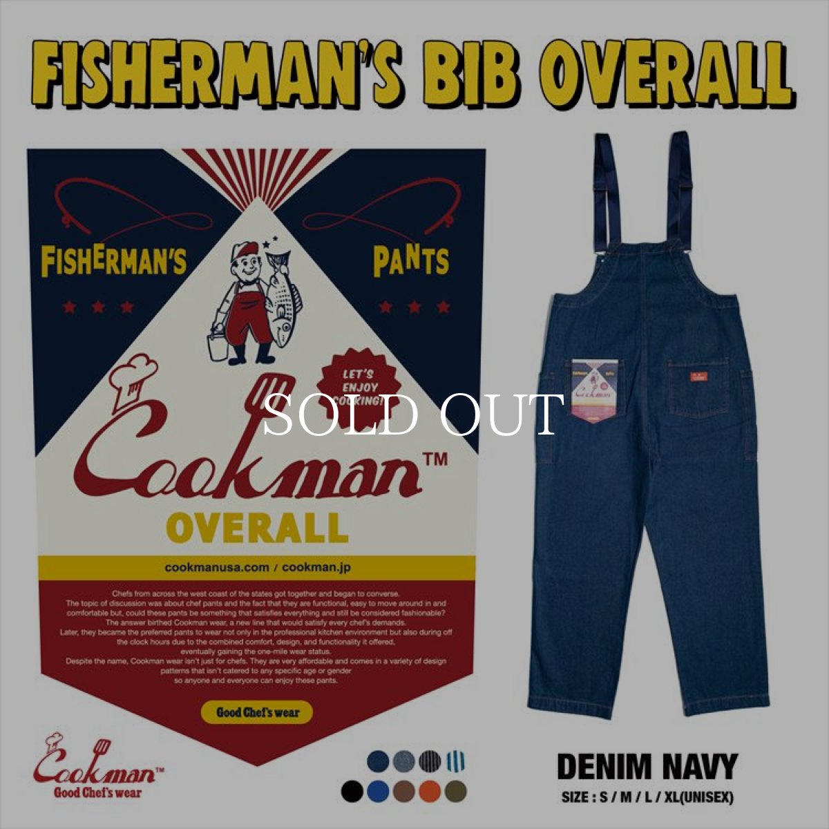 画像1: COOKMAN  Fisherman's Bib Overall Denim (Navy) (1)