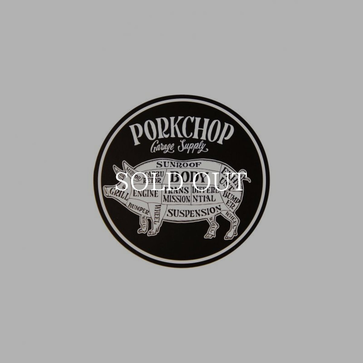 画像1: PORKCHOP GARAGE SUPPLY  PORKCHOP CIRCLE STICKER (BLACK×WHITE) (1)