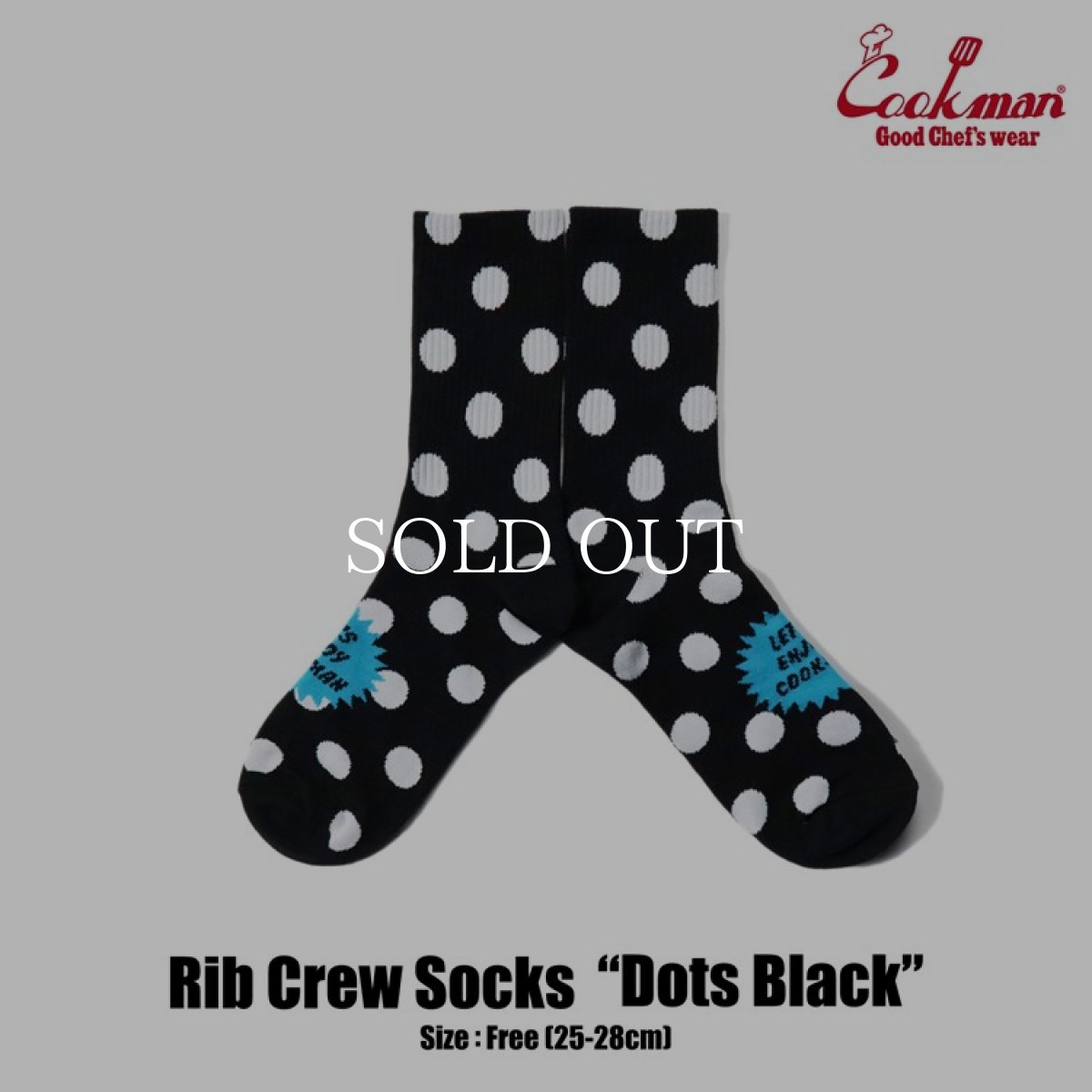 画像1: COOKMAN  ソックス Rib Crew Socks Dots Black (Black) (1)