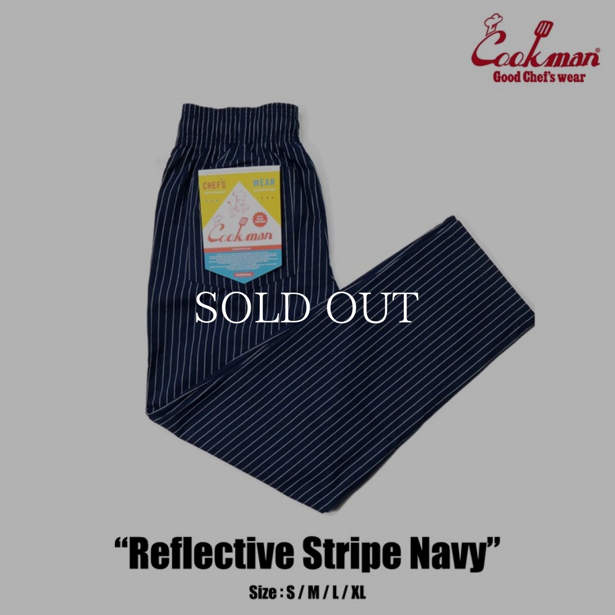 画像1: COOKMAN  シェフパンツ Chef Pants Reflective Stripe Navy (Navy) (1)