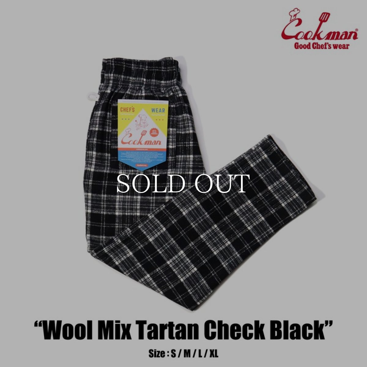 画像1: COOKMAN  Chef Pants Wool Mix Tartan Black (Black) (1)