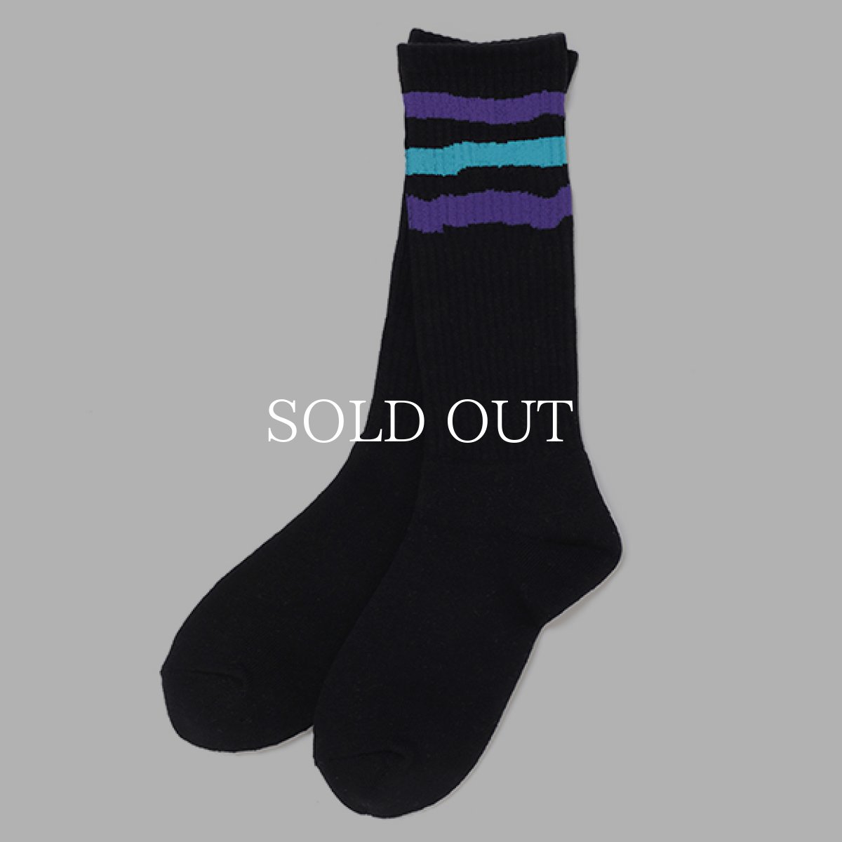 画像1: CHALLENGER  BORDER SOCKS (BLACK) (1)