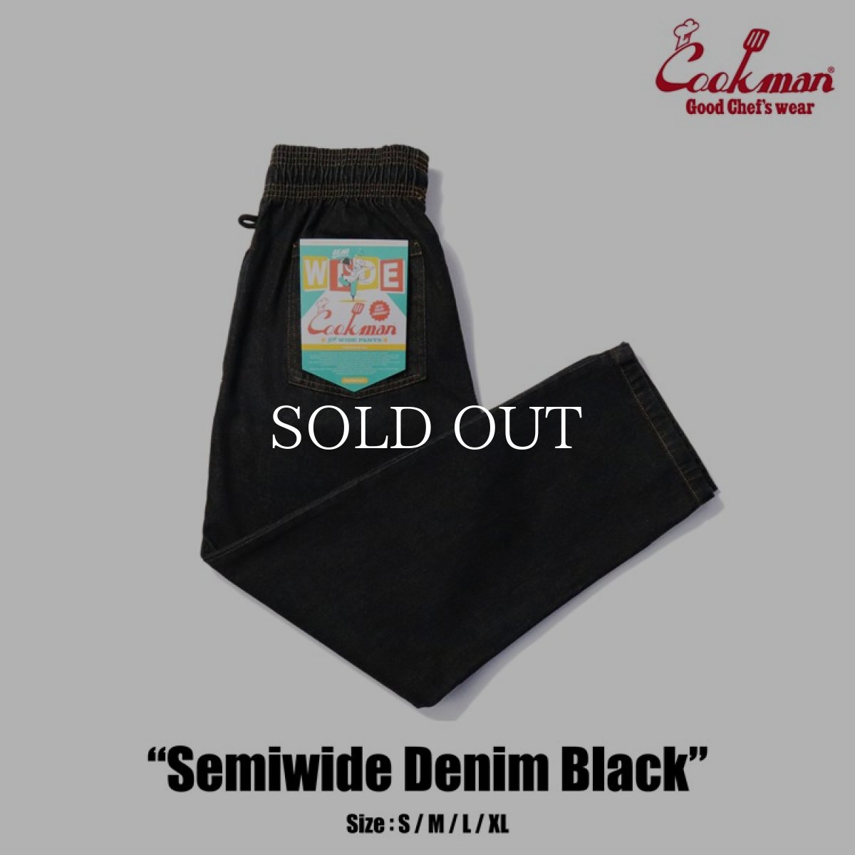 画像1: COOKMAN  Chef Pants Semiwide Denim Black (Black) (1)