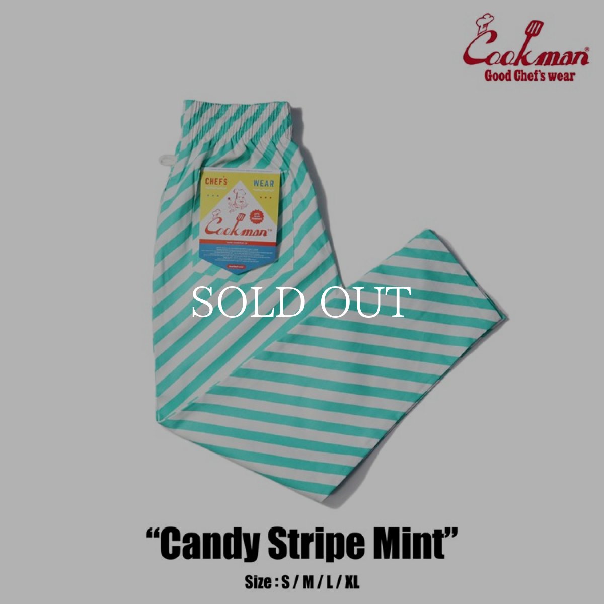 画像1: COOKMAN  Chef Pants Candy Stripe (Mint) (1)