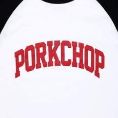 画像3: PORKCHOP GARAGE SUPPLY  COLLEGE RAGLAN L/S TEE (WHITE × BLACK) (3)