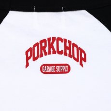 画像4: PORKCHOP GARAGE SUPPLY  COLLEGE RAGLAN L/S TEE (WHITE × BLACK) (4)