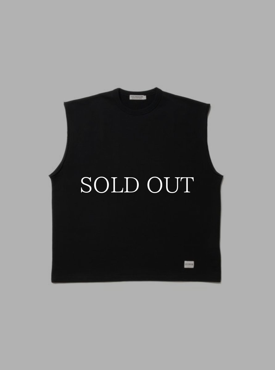 画像1: COOTIE   Inlay Sweat Cut Off Sleeve Tee (Black) (1)