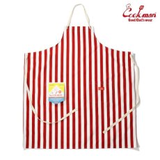 画像2: COOKMAN  Long Apron Wide stripe (Red) (2)