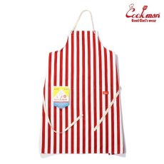 画像1: COOKMAN  Long Apron Wide stripe (Red) (1)