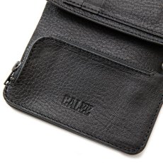 画像6: CALEE  Black studs leather flap half wallet (Black) (6)