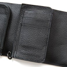 画像5: CALEE  Black studs leather flap half wallet (Black) (5)