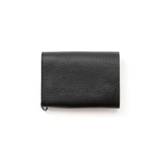 画像2: CALEE  Black studs leather flap half wallet (Black) (2)