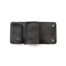 画像3: CALEE  Black studs leather flap half wallet (Black) (3)