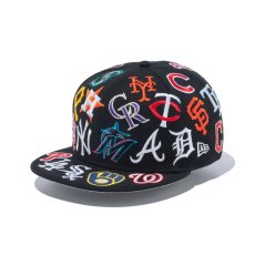 画像1: NEW ERA  9FIFTY Team Logo Allover MLB (ブラック) (1)