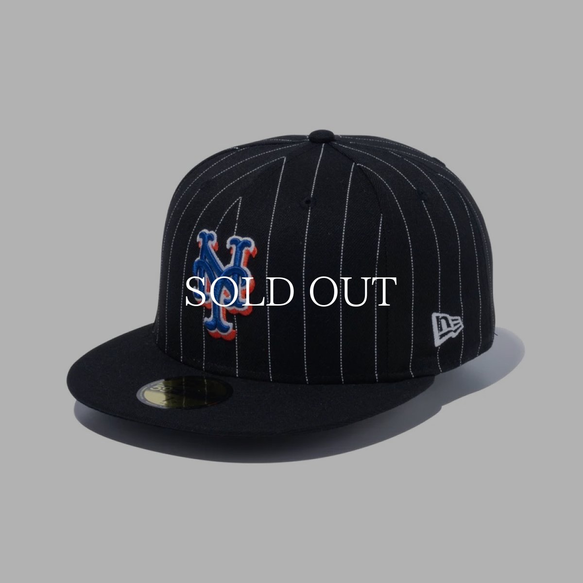 画像1: NEW ERA  59FIFTY Pinstripe ピンストライプ ニューヨーク・メッツ (ブラック) (1)