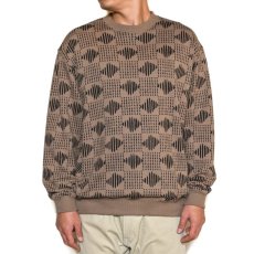 画像2: CALEE  AFRICAN CHECK PATTERN CREW NECK SW (ASH BROWN) (2)