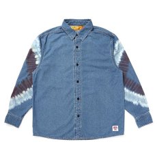 画像1: CHALLENGER  L/S TIE DYE SLEEVE DENIM SHIRT (1)