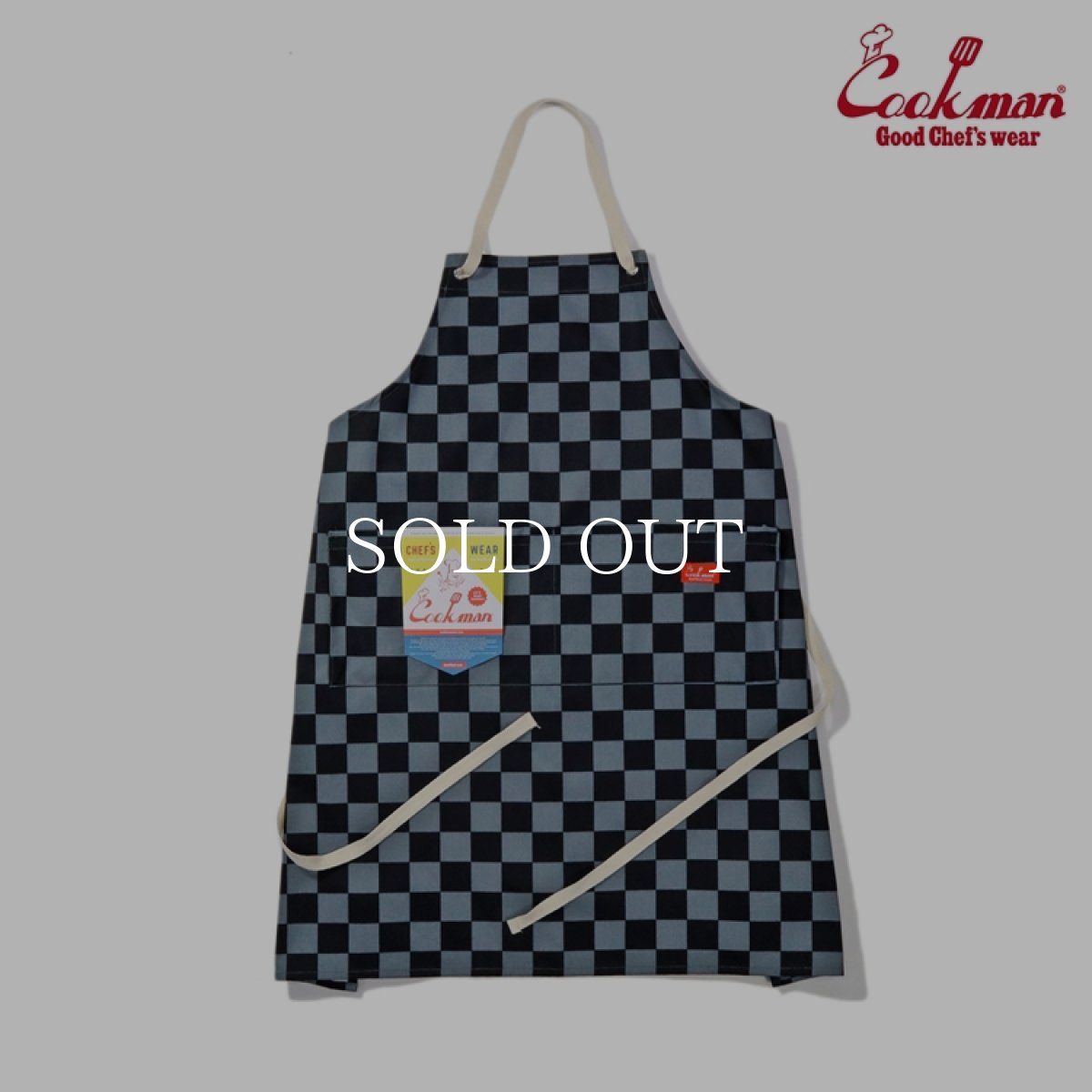 画像1: COOKMAN  ワイドポケットエプロン Wide Pocket Apron Checker Charcoal (1)