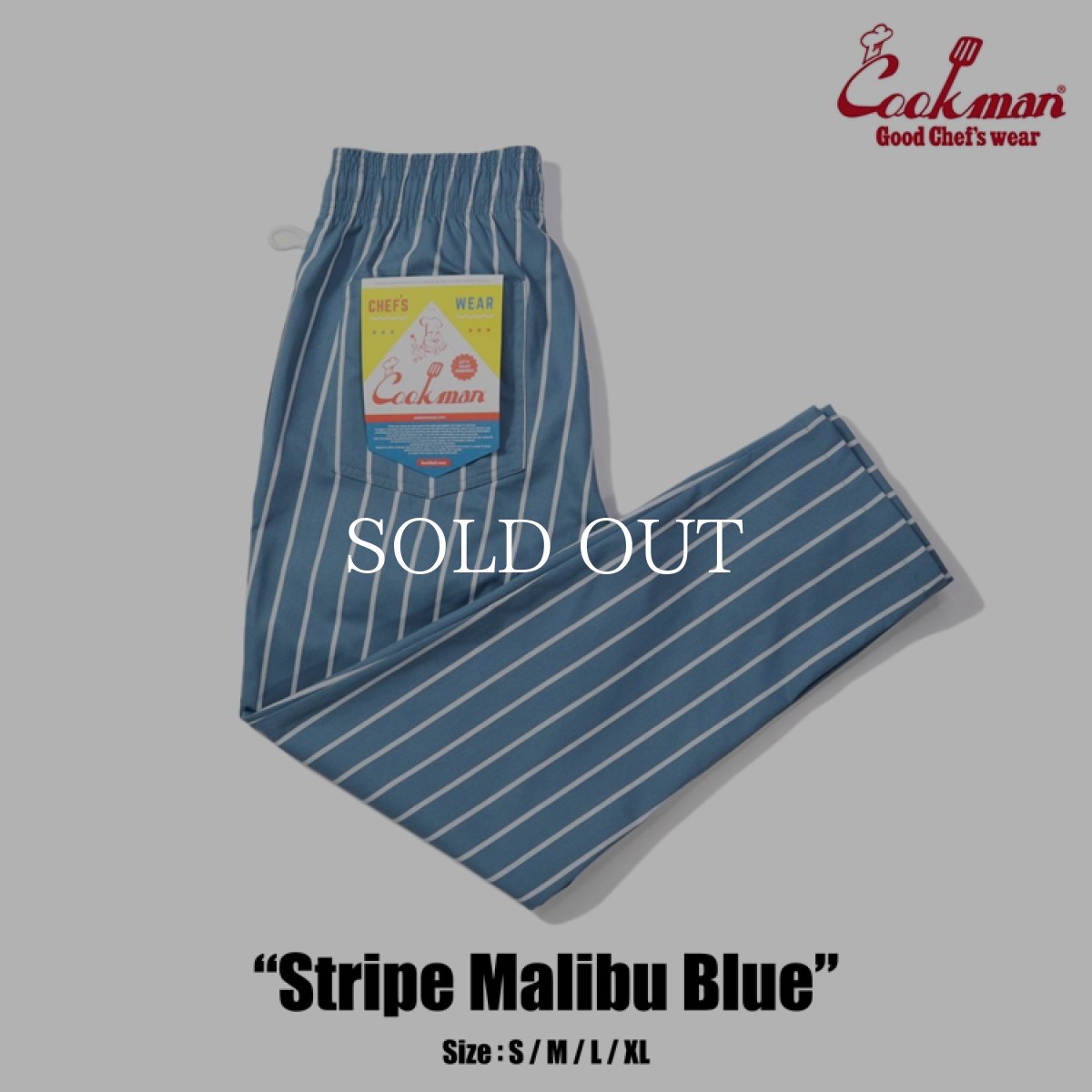 画像1: COOKMAN  Chef Pants Stripe Malibu Blue (1)