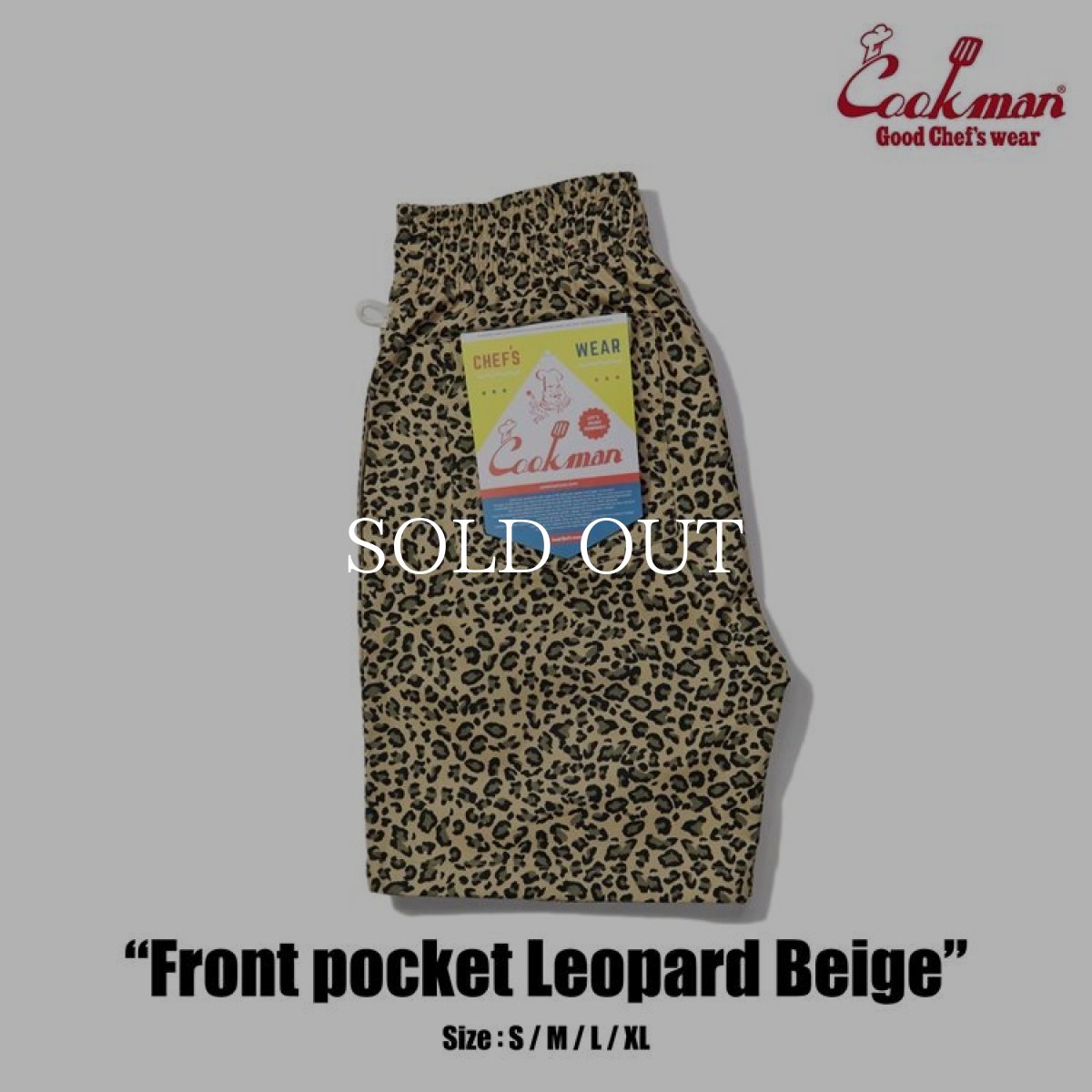 画像1: COOKMAN  Chef Pants Short Front pocket Leopard Beige (1)