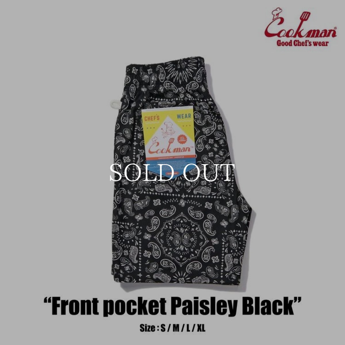 画像1: COOKMAN  Chef Pants Short Front pocket Paisley Black (1)