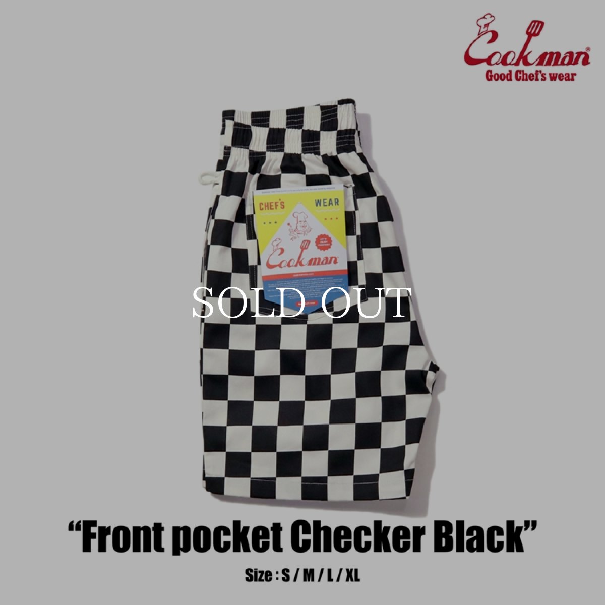 画像1: COOKMAN  Chef Pants Short Front pocket Checker Black (1)