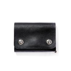 画像1: CALEE  SILVER STAR CONCHO FLAP LEATHER HALF WALLET (1)