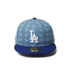 画像2: NEW ERA  59FIFTY Denim Monogram ロサンゼルス・ドジャース ウォッシュドデニム ダークロイヤルバイザー (2)