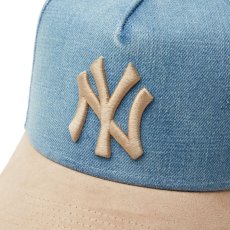 画像5: NEW ERA  9FORTY A-Frame MLB Denim 2-Tone ニューヨーク・ヤンキース ウォッシュドデニム カーキスウェードバイザー (5)