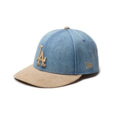 画像1: NEW ERA  LP 59FIFTY MLB Denim 2-Tone ロサンゼルス・ドジャース ウォッシュドデニム カーキスウェードバイザー (1)