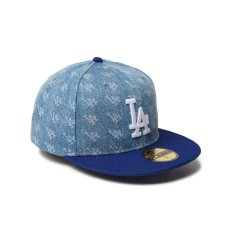 画像3: NEW ERA  59FIFTY Denim Monogram ロサンゼルス・ドジャース ウォッシュドデニム ダークロイヤルバイザー (3)