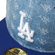 画像6: NEW ERA  59FIFTY Denim Monogram ロサンゼルス・ドジャース ウォッシュドデニム ダークロイヤルバイザー (6)