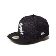 画像1: NEW ERA  59FIFTY Denim Monogram シカゴ・ホワイトソックス ブラックデニム ブラックバイザー (1)