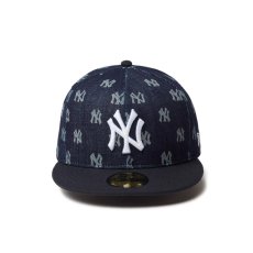 画像2: NEW ERA  59FIFTY Denim Monogram ニューヨーク・ヤンキース インディゴデニム (2)