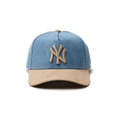 画像2: NEW ERA  9FORTY A-Frame MLB Denim 2-Tone ニューヨーク・ヤンキース ウォッシュドデニム カーキスウェードバイザー (2)