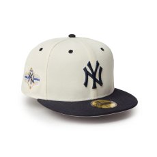 画像1: NEW ERA  59FIFTY MLB Wool Visor ニューヨーク・ヤンキース クローム ネイビーバイザー (1)