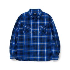 画像1: RATS  COTTON FLANNEL BLUE CHECK SHIRT (1)