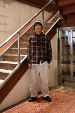 画像8: RATS  COTTON FLANNEL NAVY CHECK SHIRT (8)