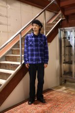 画像8: RATS  COTTON FLANNEL BLUE CHECK SHIRT (8)