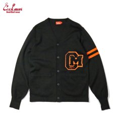 画像1: COOKMAN  カーディガン Knitted Cardigan Letterman Black  (1)