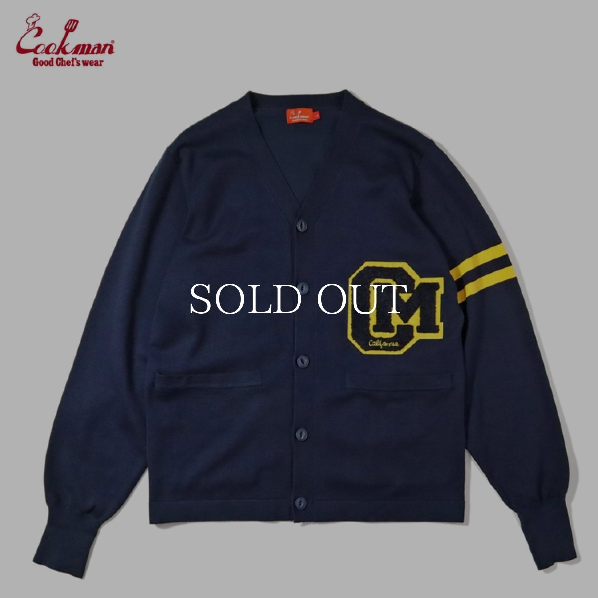 画像1: COOKMAN  カーディガン Knitted Cardigan Letterman Navy (1)