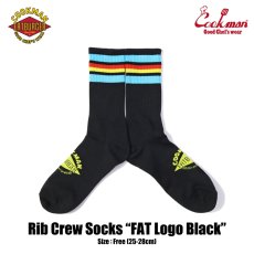 画像1: COOKMAN  Rib Crew Socks FAT Logo Black (1)