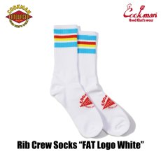 画像2: COOKMAN  Rib Crew Socks FAT Logo White (2)