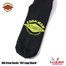 画像4: COOKMAN  Rib Crew Socks FAT Logo Black (4)