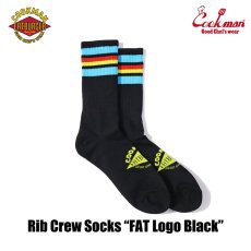 画像2: COOKMAN  Rib Crew Socks FAT Logo Black (2)