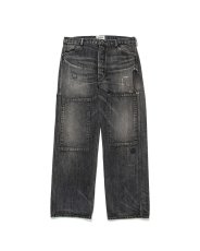 画像1: BOW WOW  30S BLACK DENIM PANTS REPAIRED (1)