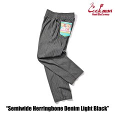 画像5: COOKMAN  シェフパンツ Chef Pants Semiwide Herringbone Denim Light Black (5)