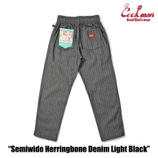 画像3: COOKMAN  シェフパンツ Chef Pants Semiwide Herringbone Denim Light Black (3)