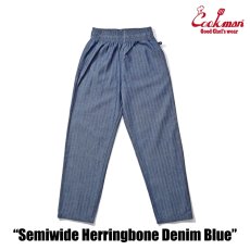 画像2: COOKMAN  シェフパンツ Chef Pants Semiwide Herringbone Denim Blue (2)