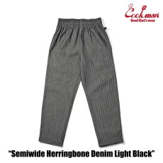 画像2: COOKMAN  シェフパンツ Chef Pants Semiwide Herringbone Denim Light Black (2)